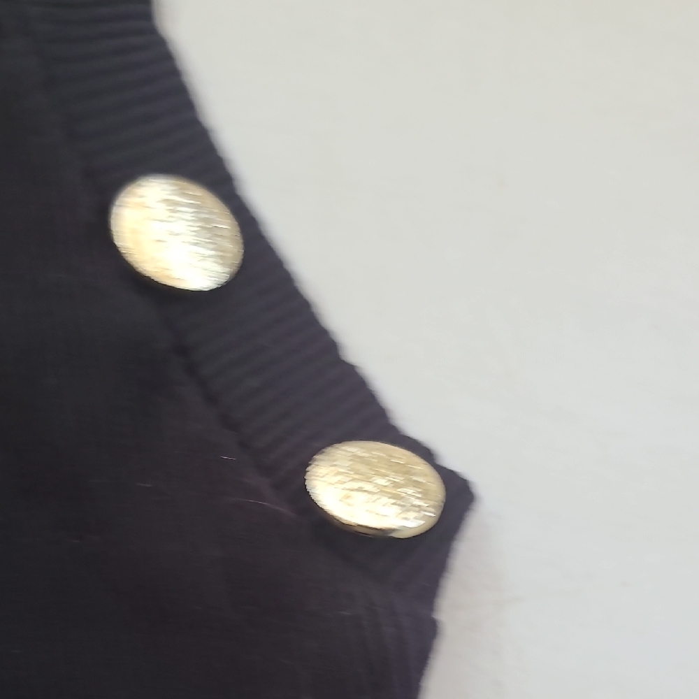 Mind Code Black Tank Top with Gold Buttons - Picture 3 of 5